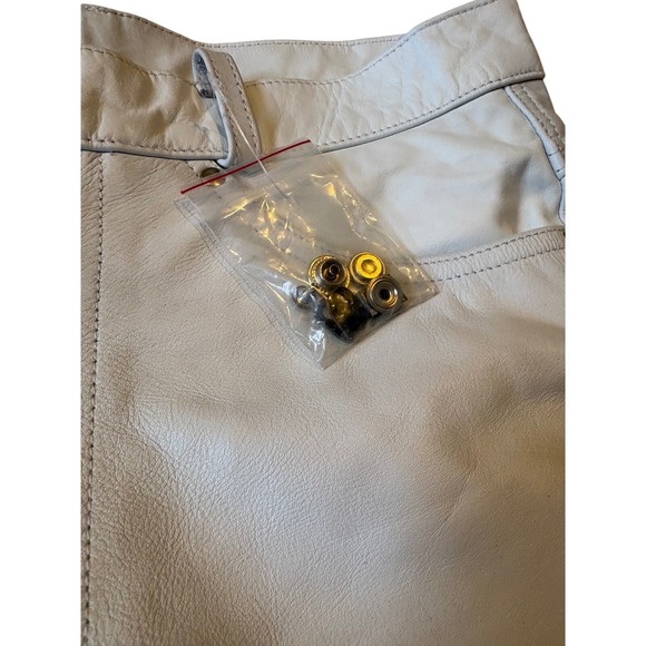 Bockle 1991 White Genuine Leather Slim Fit Trousers Mens Size 33 NWT Germany - Picture 2 of 9